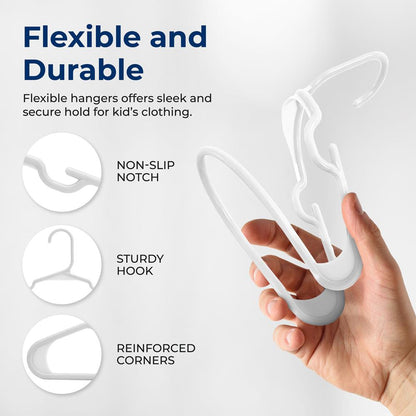 Plastic Kids Hangers 60-Pack Non-Slip Space-Saving Design White