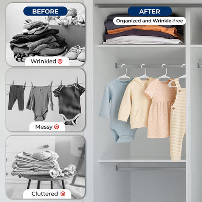 Plastic Kids Hangers 60-Pack Non-Slip Space-Saving Design White