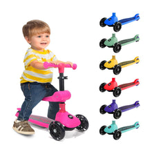 3-Wheel Kids Scooter, Foldable Seat, LED Wheels, Adjustable Handlebar, Pink