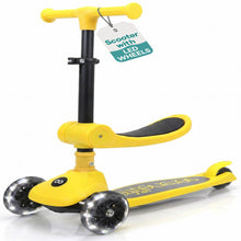 3-Wheel Foldable Kids Scooter - Child Toy Scooter With Built-In Led Wheel Lights, Foldable Seat, And Easy Maneuvering Lean-To-Steer Technology (Yellow)