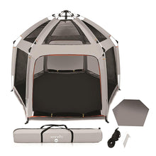 Portable Playpen with UV Shade, Easy Fold, Lightweight, Gray