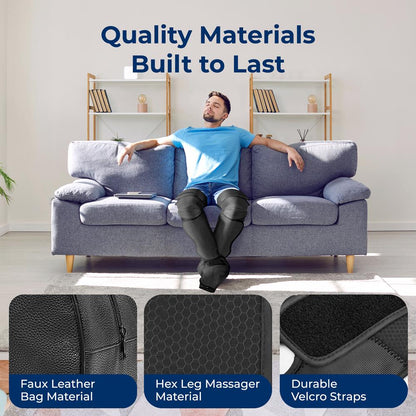 Air Compression Leg Massager, Pain Relief, Heat & 6 Modes, Soccer Leather