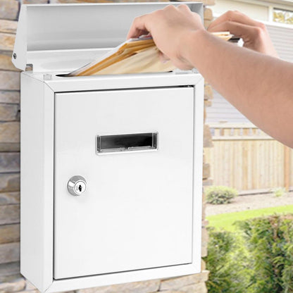 Weatherproof Wall Mount Mailbox, Secure Lock, Galvanized Steel