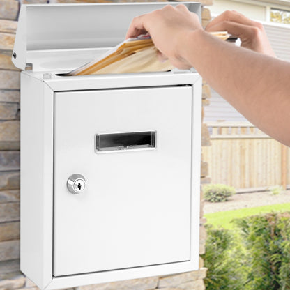 Weatherproof Wall Mount Mailbox, Secure Lock, Galvanized Steel