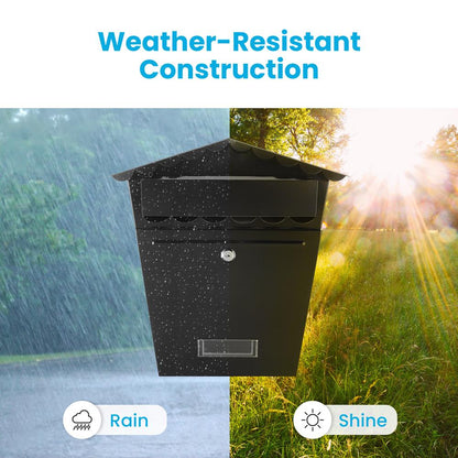 Wall Mount Locking Mailbox, Secure Key Lock, Galvanized Steel, Weatherproof