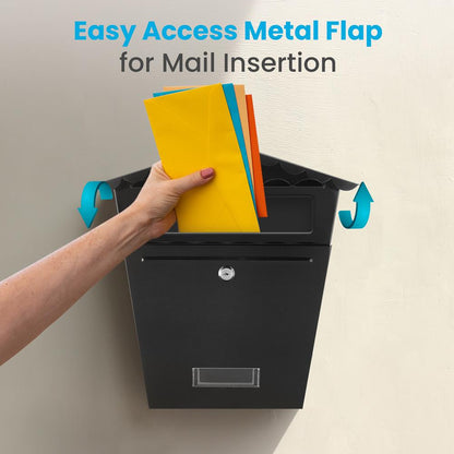 Wall Mount Locking Mailbox, Secure Key Lock, Galvanized Steel, Weatherproof