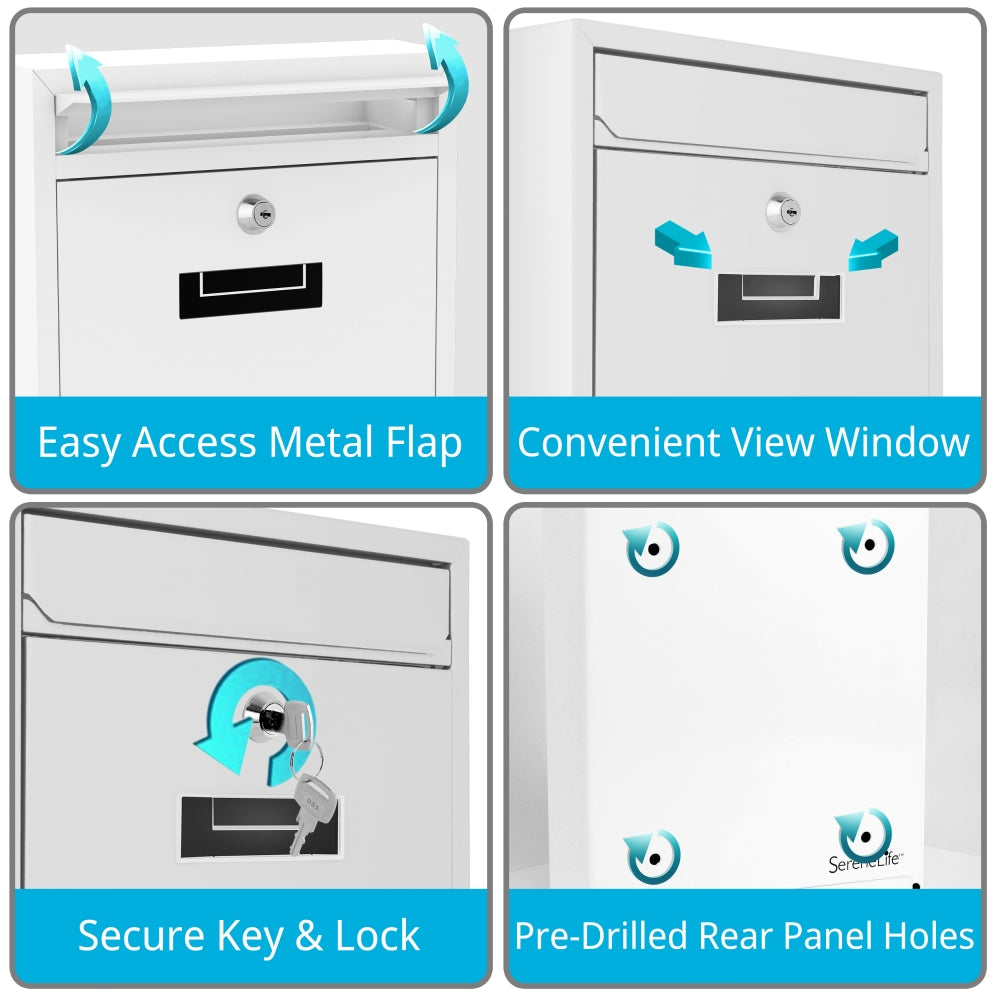 product image number 4 for SereneLife Wall Mount Locking Mailbox
