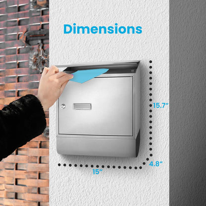 Wall Mount Locking Mailbox, Secure Key Lock Mechanism, Galvanized Steel, Weatherproof