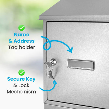 Wall Mount Locking Mailbox, Secure Key Lock Mechanism, Galvanized Steel, Weatherproof