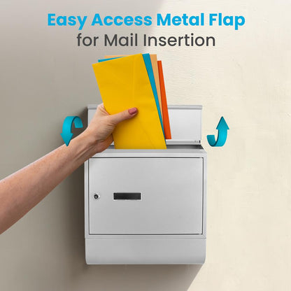 Wall Mount Locking Mailbox, Secure Key Lock Mechanism, Galvanized Steel, Weatherproof