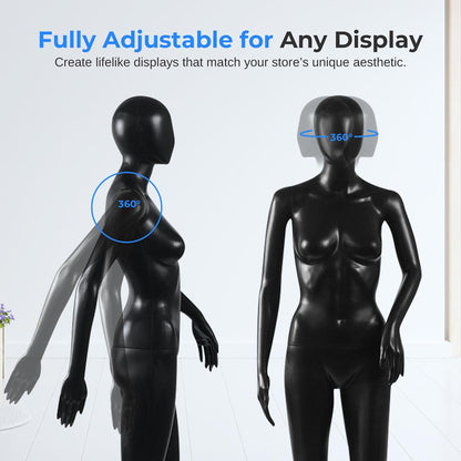 Female Mannequin Dress Form, Realistic Face, Flexible Limbs, 68.9"