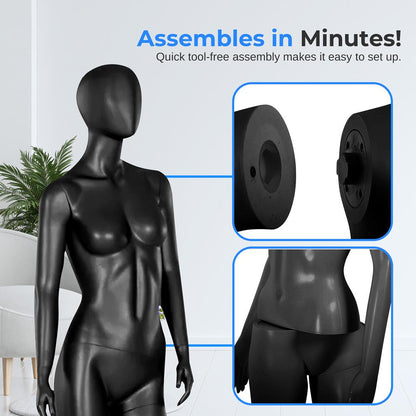 Female Mannequin Dress Form, Realistic Face, Flexible Limbs, 68.9"