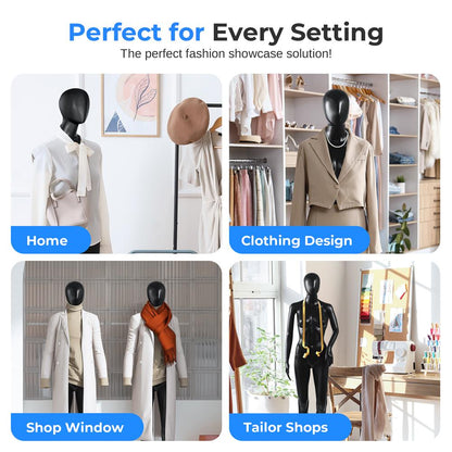 Female Mannequin Dress Form, Realistic Face, Flexible Limbs, 68.9"