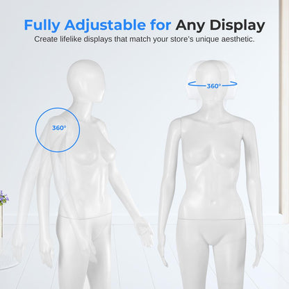 Female Mannequin Dress Form - Realistic, Adjustable, Durable Metal Base
