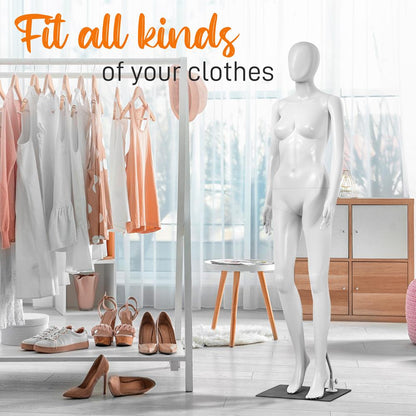 Female Mannequin Dress Form, Adjustable 360¬∞ Head, Durable PP, 68.9"