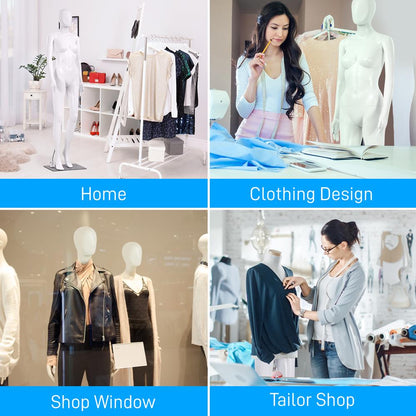 Female Mannequin Dress Form, Adjustable 360¬∞ Head, Durable PP, 68.9"