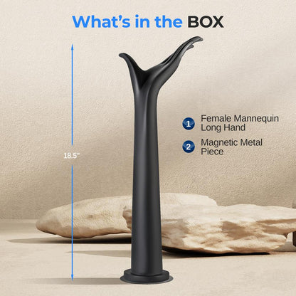 Jewelry Display Hand Holder, Elegant 18.5" Mannequin, Sturdy PP+Metal