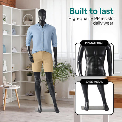 Male Mannequin 73" Adjustable Head Flexible Limbs Detachable Design