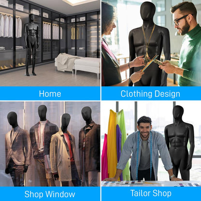 Male Mannequin 73" Adjustable Head Flexible Limbs Detachable Design