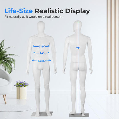 Male Mannequin Full Body Stand, Adjustable Limbs, Durable Metal Base