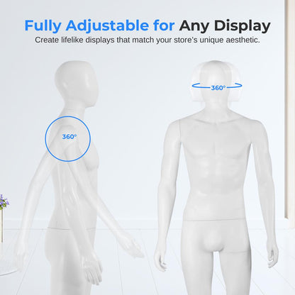 Male Mannequin Full Body Stand, Adjustable Limbs, Durable Metal Base