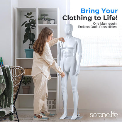 Male Mannequin Full Body Stand, Adjustable Limbs, Durable Metal Base