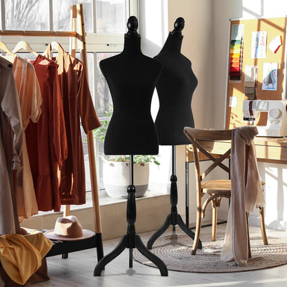 Female Mannequin Dress Form, Adjustable Stand, Foam Torso, Black