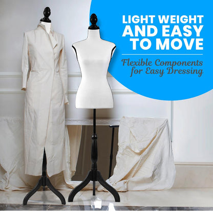 White Plastic Female Dress Form Mannequin With Stand - FB-7W Abstract Display Model White Plastic Female Dress Form Mannequin With Stand - FB-7W Abstract Display Model