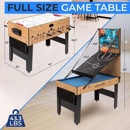 48" 6-in-1 Game Table, Space-Saving MDF, Indoor/Outdoor Use