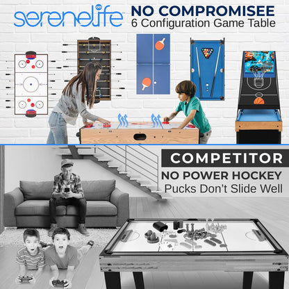 48" 6-in-1 Game Table, Space-Saving MDF, Indoor/Outdoor Use