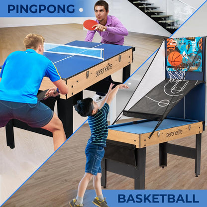48" 6-in-1 Game Table, Space-Saving MDF, Indoor/Outdoor Use