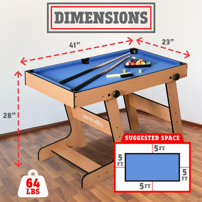 5-in-1 Folding Game Table, Space-Saving Design, Wood Construction