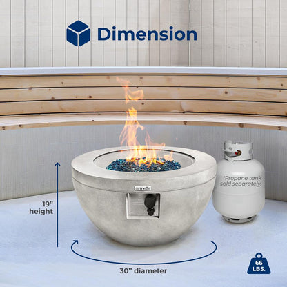 Outdoor Propane Fire Pit Table 40,000 BTU Weatherproof MGO Blue Glass