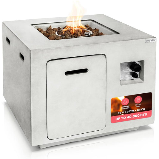 Propane Fire Pit Table 40,000 BTU Weather-Resistant MGO with Lava Rocks