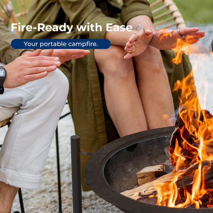 26" Outdoor Fire Pit with BBQ Grill, Heat-Resistant Steel, Wood Storage