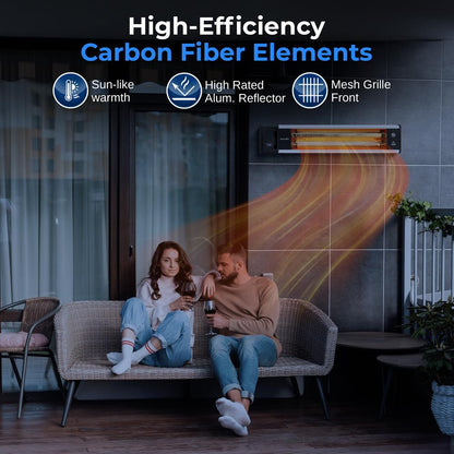 Infrared Patio Heater, Efficient 1500W, Aluminum, Remote Control