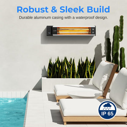 Infrared Patio Heater, Efficient 1500W, Aluminum, Remote Control