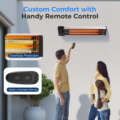 Infrared Patio Heater, Efficient 1500W, Aluminum, Remote Control