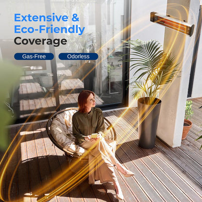 Infrared Patio Heater, Efficient 1500W, Aluminum, Remote Control