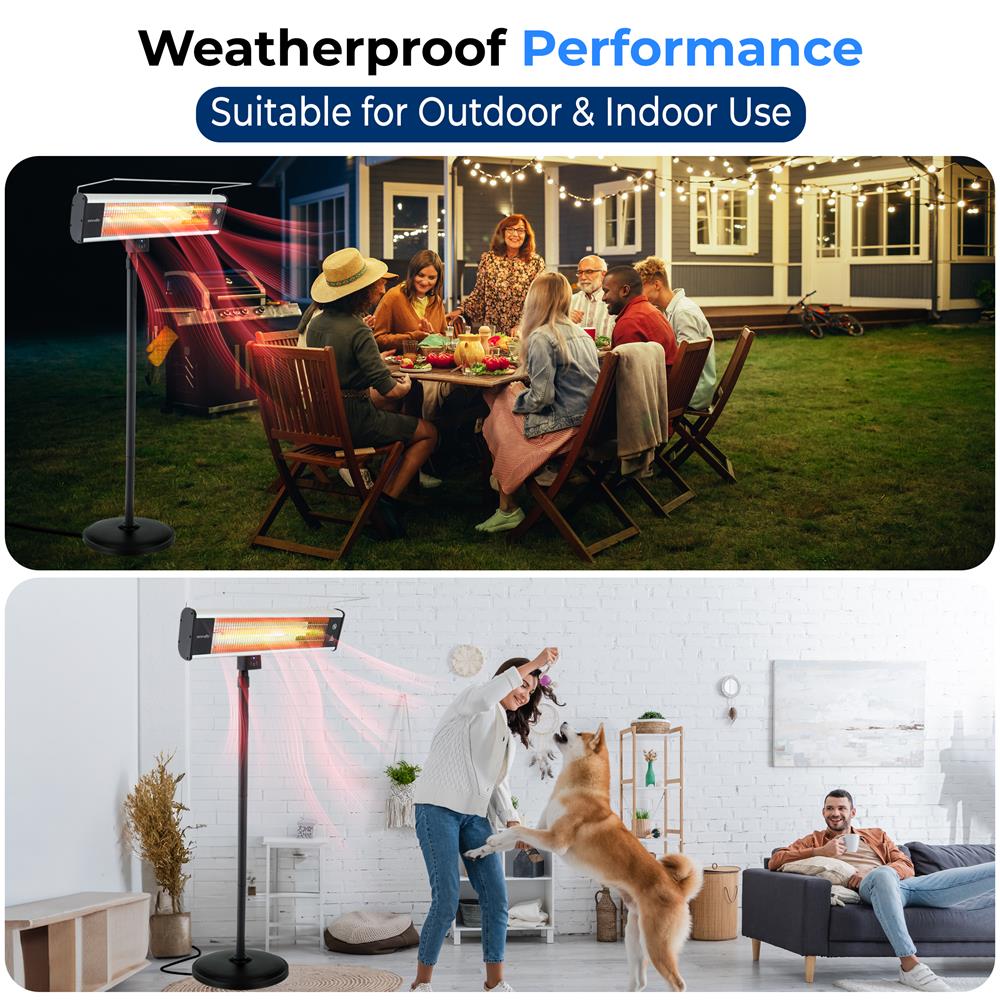 Infrared Patio Heater 1500W Efficient Carbon Fiber Remote Control - Thumbnail 2