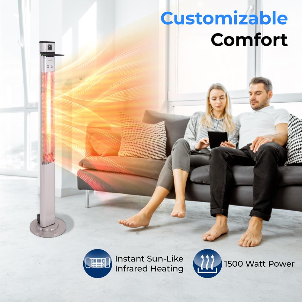 Infrared Patio Heater 1500W Remote Control Aluminum Alloy Indoor/Outdoor - Thumbnail 4