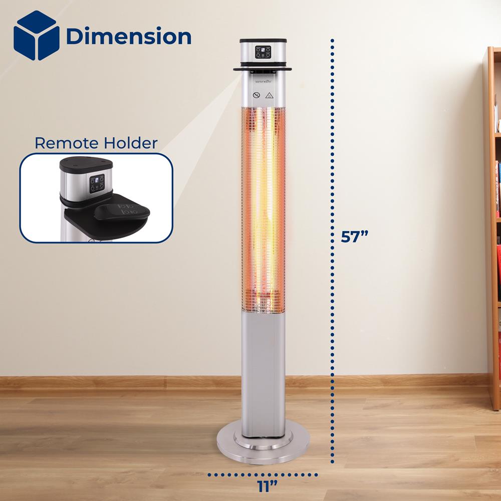 Infrared Patio Heater 1500W Remote Control Aluminum Alloy Indoor