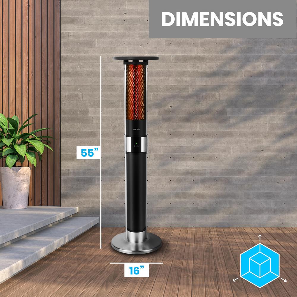 Infrared Patio Heater, Efficient 1500W, Aluminum Frame, Remote