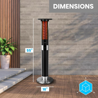 Infrared Patio Heater, Efficient 1500W, Aluminum Frame, Remote Control