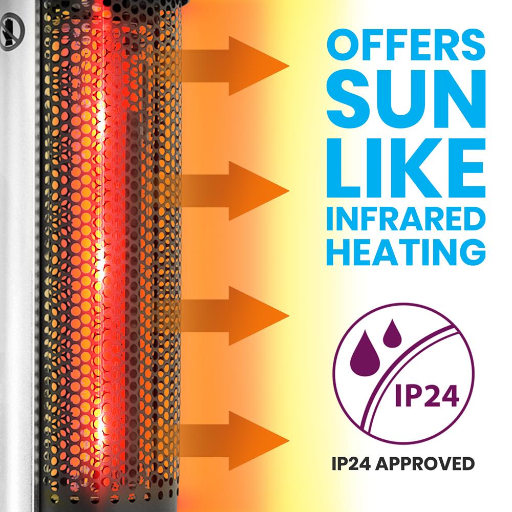 Infrared Patio Heater, Efficient 1500W, Aluminum Frame, Remote