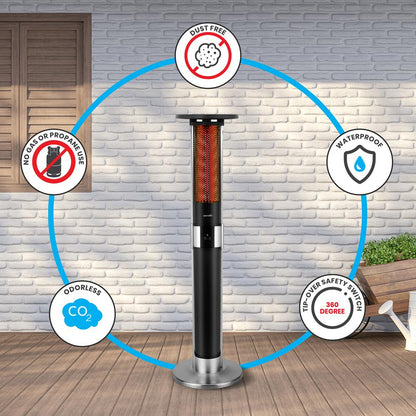 Infrared Patio Heater, Efficient 1500W, Aluminum Frame, Remote Control