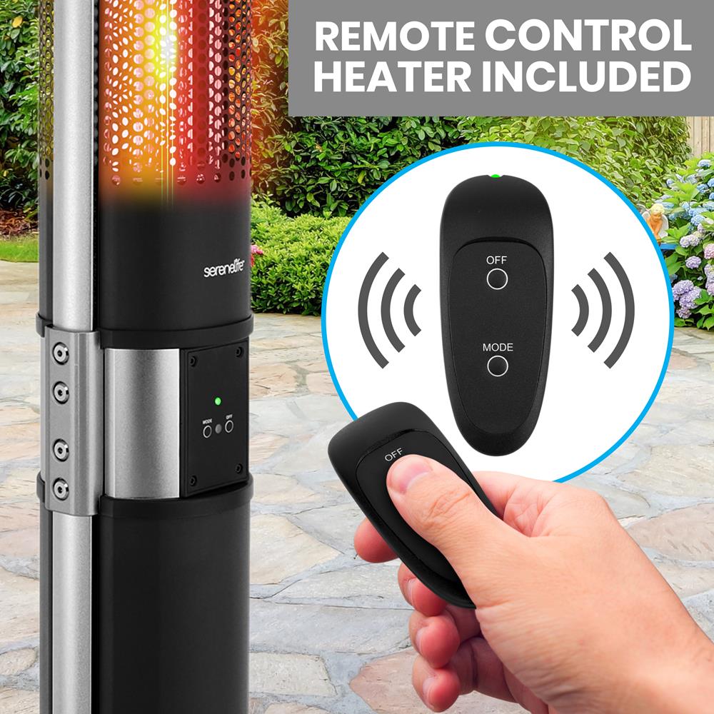 Infrared Patio Heater, Efficient 1500W, Aluminum Frame, Remote