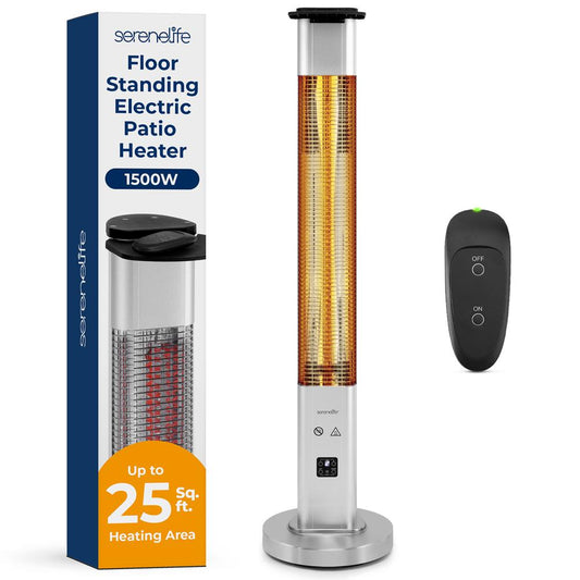 1500W Outdoor Electric Patio Heater, Infrared Heat, Aluminum Reflector, Waterproof