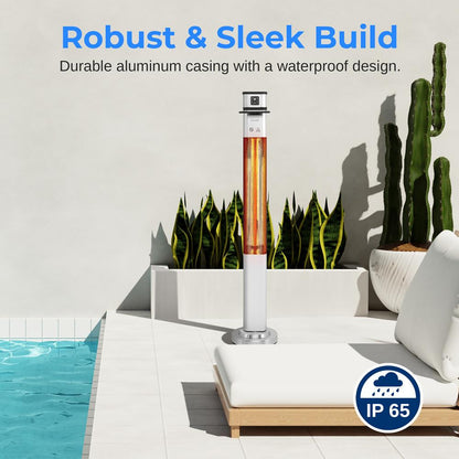 1500W Outdoor Electric Patio Heater, Infrared Heat, Aluminum Reflector, Waterproof
