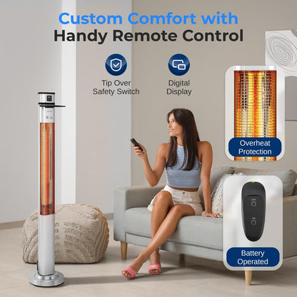 1500W Outdoor Electric Patio Heater, Infrared Heat, Aluminum Reflector, Waterproof